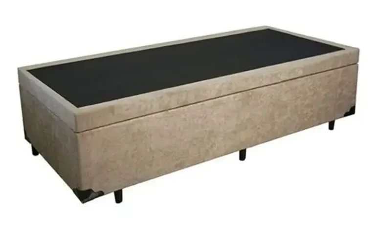 Base Baú Suede Bege de Solteiro 