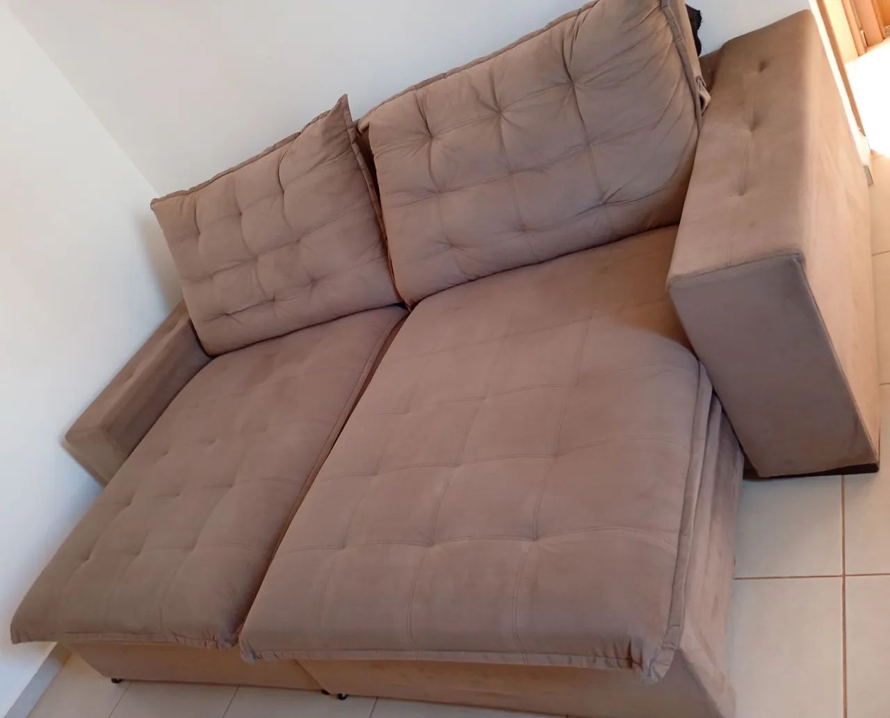 Sofá Retrátil Reclinável Aconchego 2,30m Bouclê Marrom - Foto 3