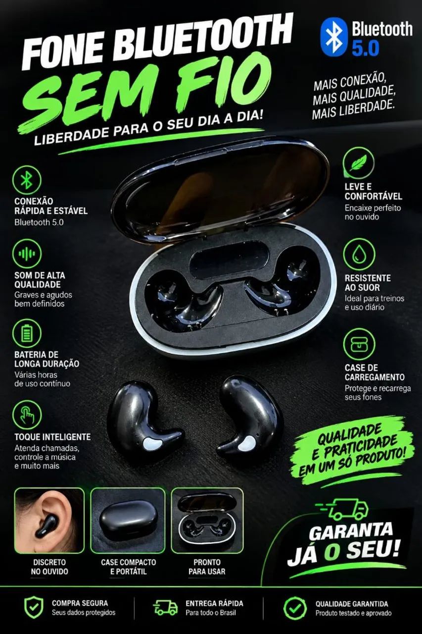 Fone de ouvido bluetooth