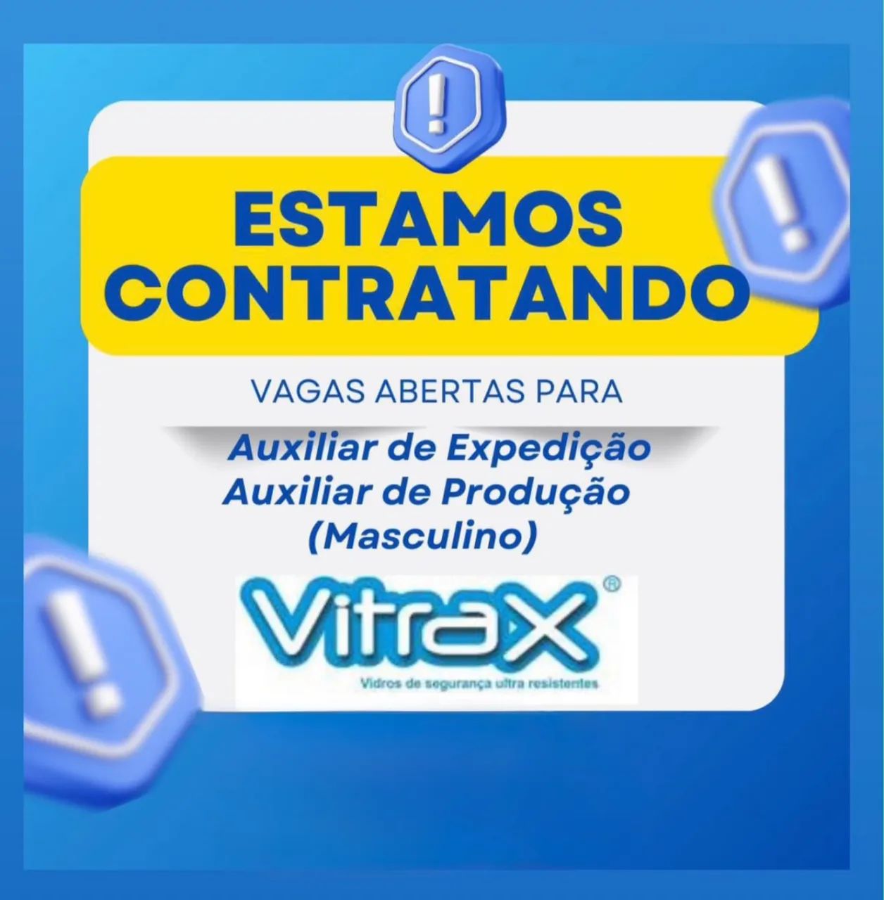 Estamos contratando auxiliar de produção e expedição.