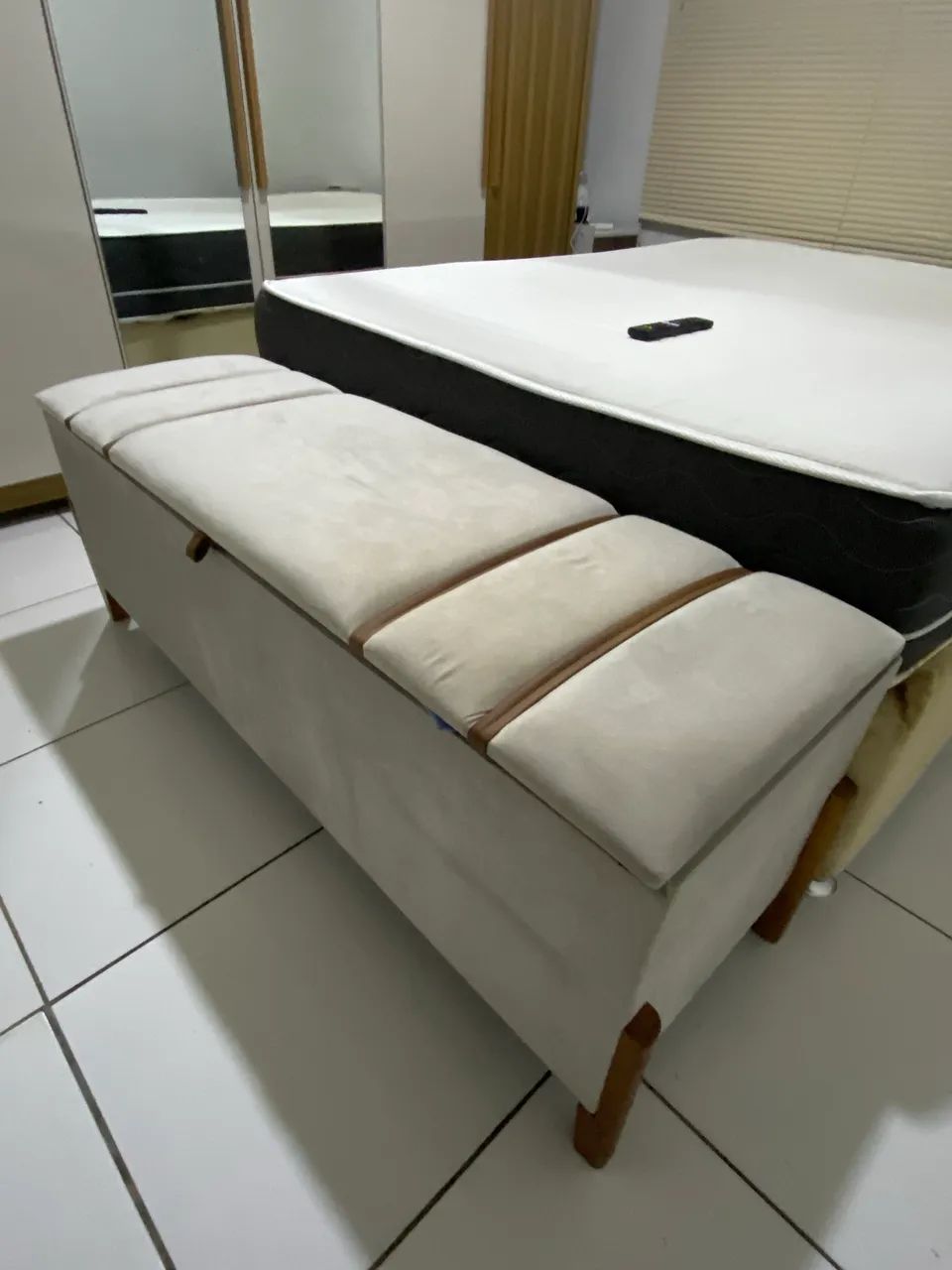 Cama box colchão com baú madeira  - Foto 3