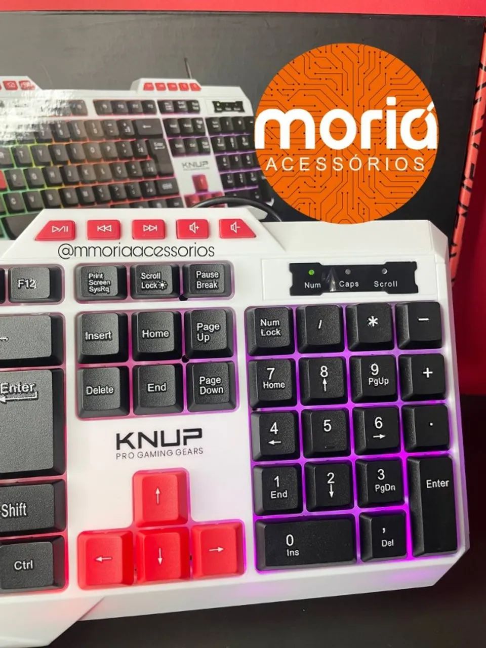 Teclado Gamer Fio USB Teclas de Atalho Multimídia Led Rgb Cor Branco Knup Kp-TE120 - Foto 4