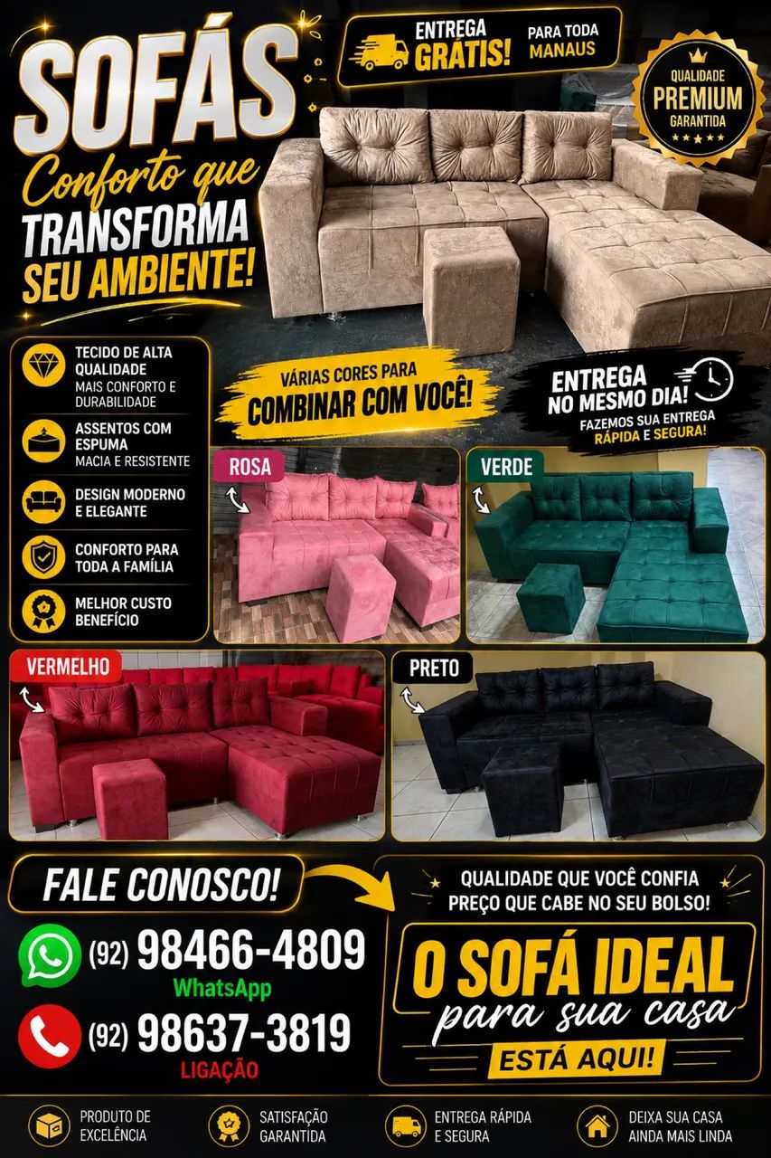 SOFÁ CHEYSE DIRETO DA FÁBRICA 