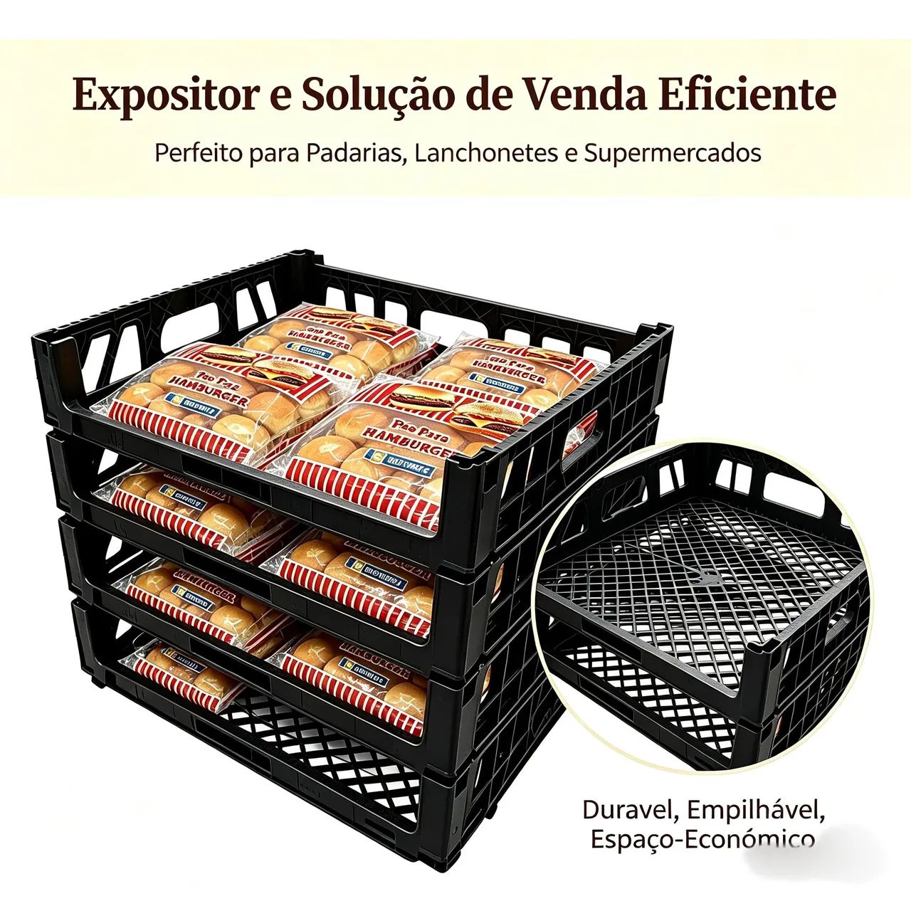 Cesto Empilhável para Pão de Hambúrguer 