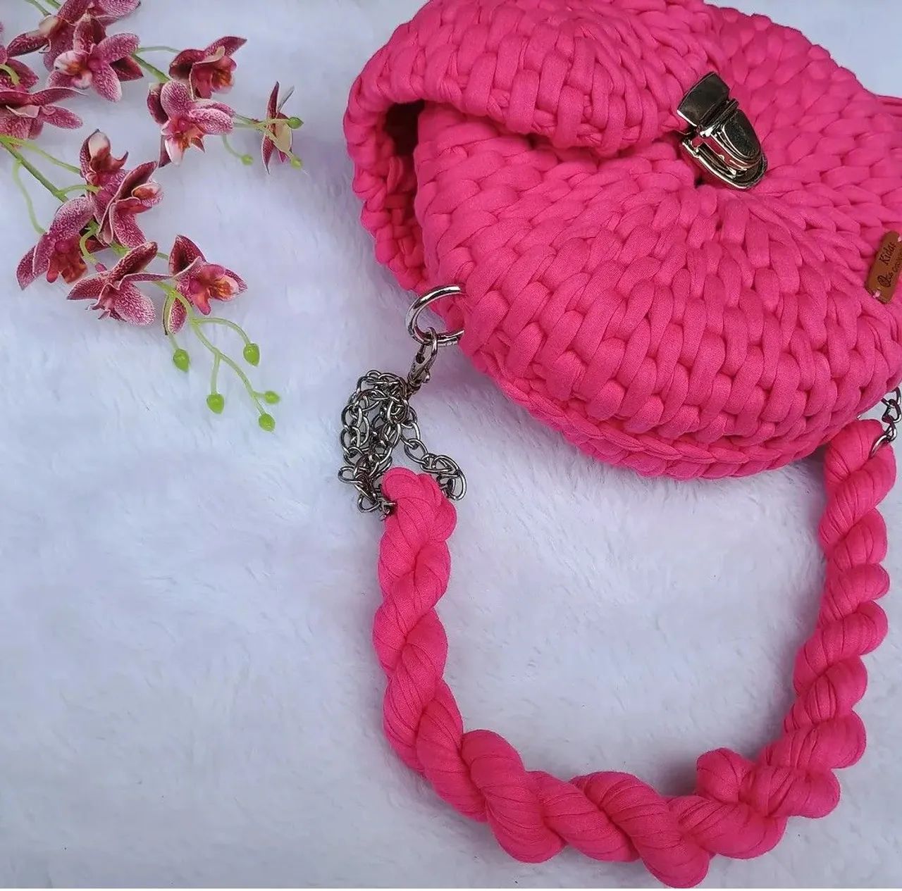 Bolsa de crochê em fio de malha  - Foto 2