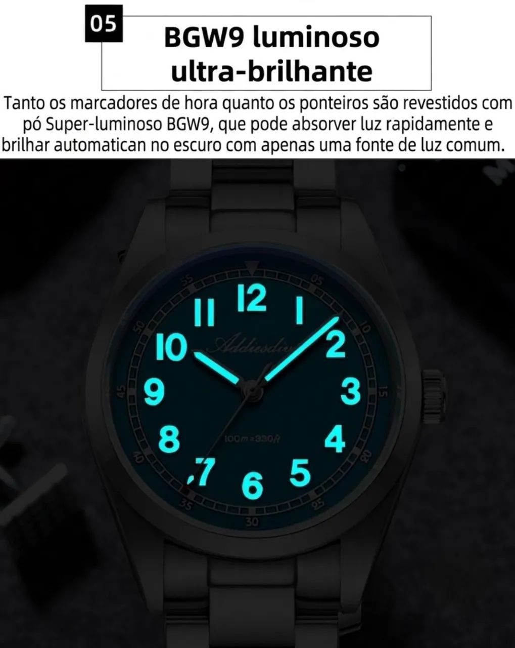 Relógio Addiesdive AD-2521 Azul celeste  - Foto 4