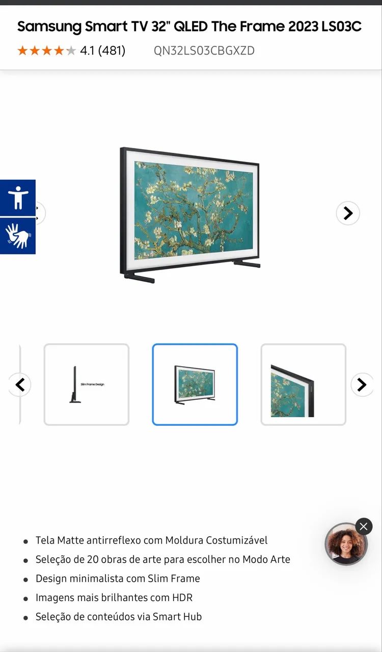 Samsung Smart TV 32" QLED The Frame 2023 LS03C - Foto 4