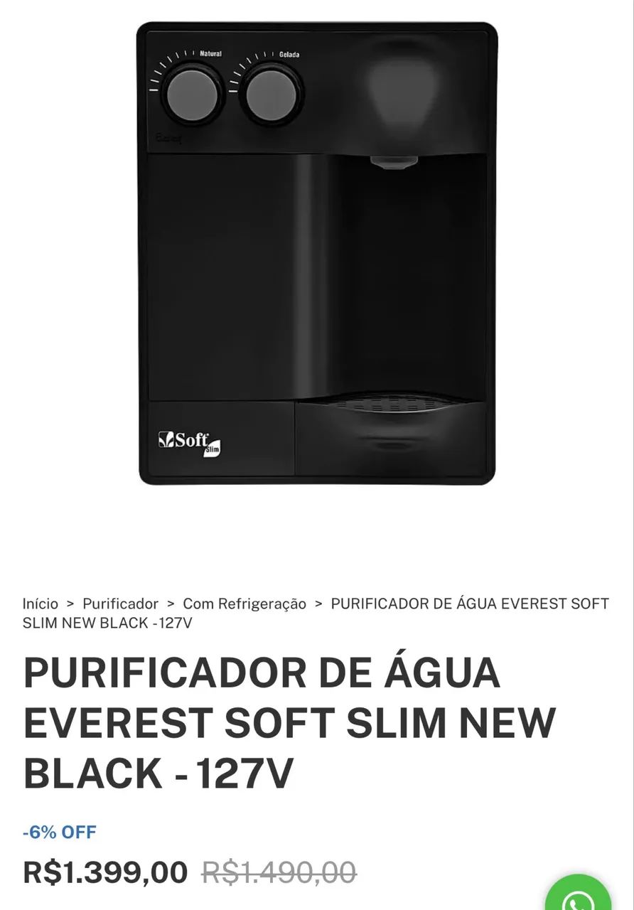 Filtro de água soft slim preto - Foto 2