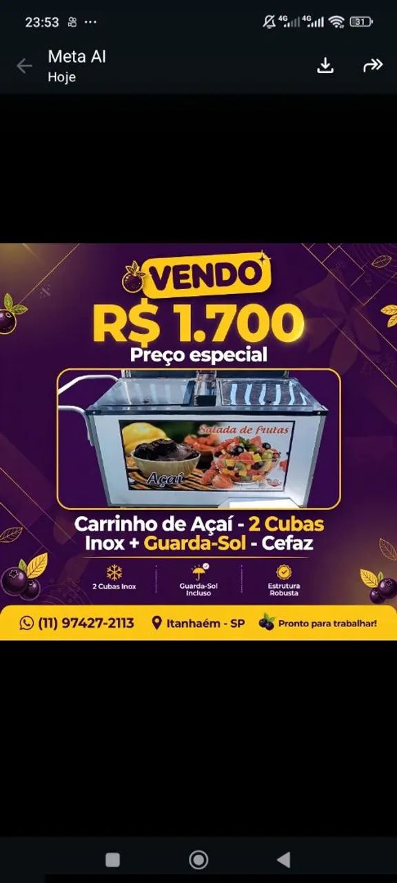 Carrinho de açaí 
