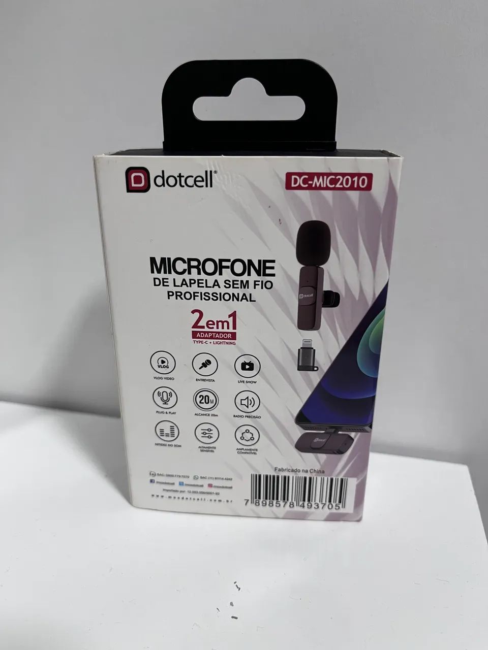 Microfone de lapela sem fio Dotcell - Preto - Foto 2