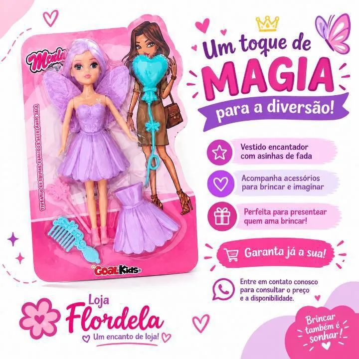Kit boneca com roupa da fada