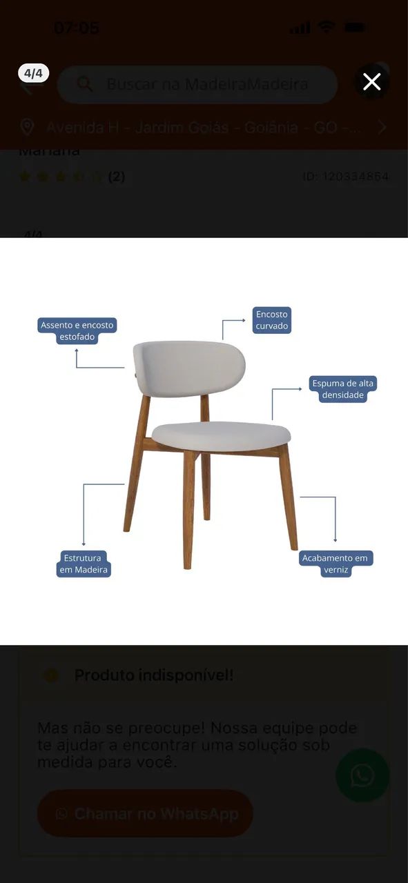 Conjunto com 4 Cadeiras de Madeira para Sala de Jantar - Assento em Linho - Foto 5