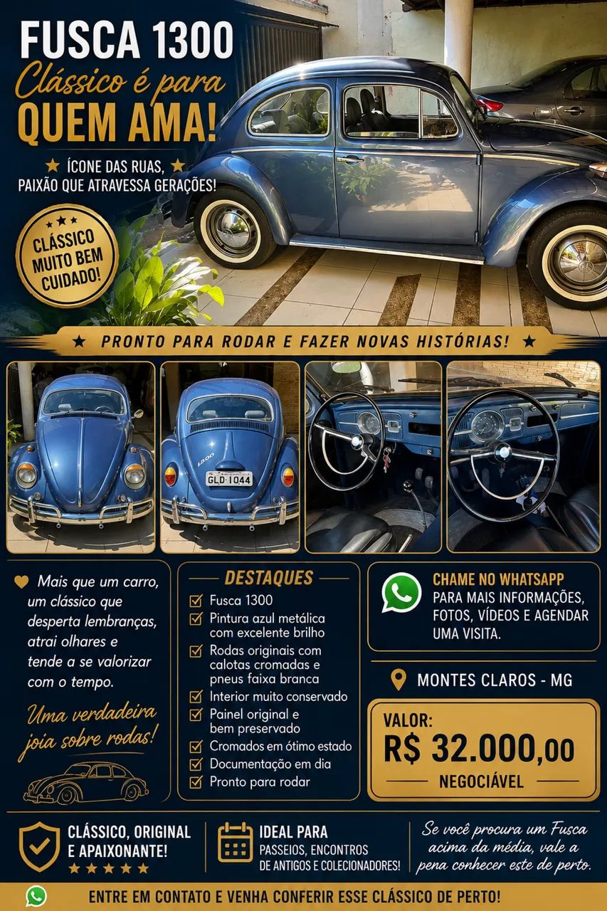 Volkswagen Fusca 1300 1968