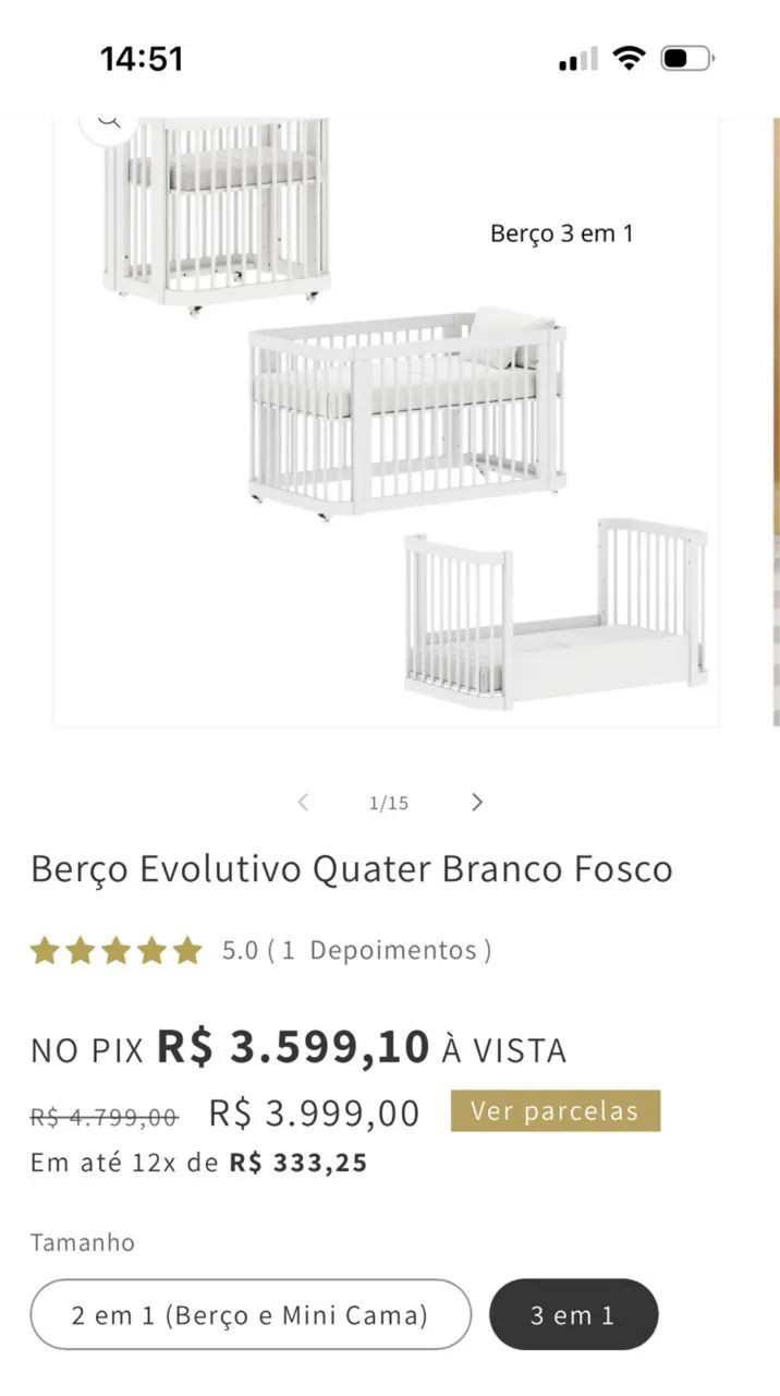 Berço evolutivo 3 em 1 - Quater - Foto 4