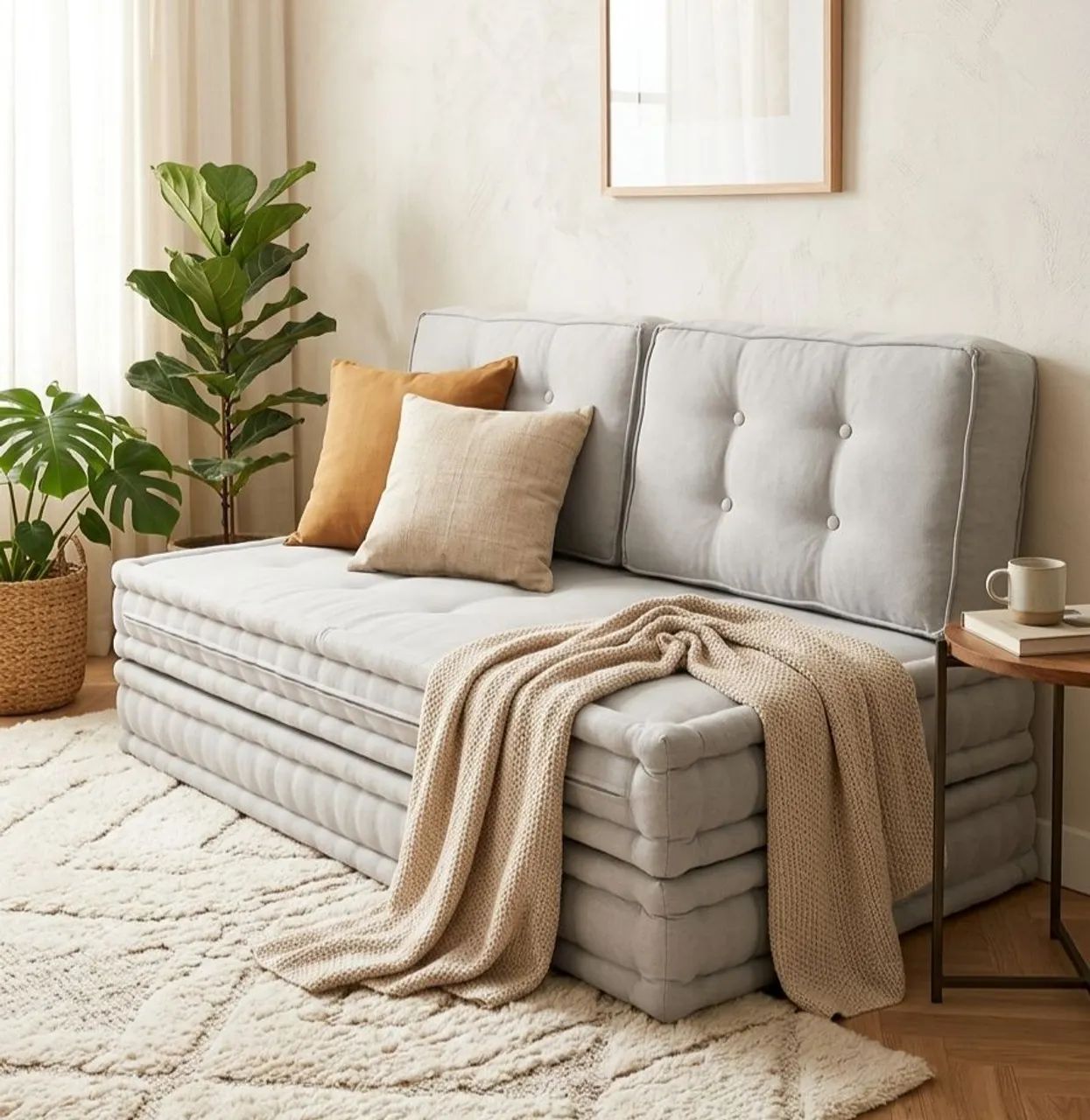 Conjunto Futon Company Original - 4 Peças (Cama/Sofá) - Cinza
