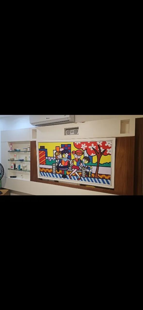 Painel para televisão com móvel acoplado com prateleiras - Foto 2