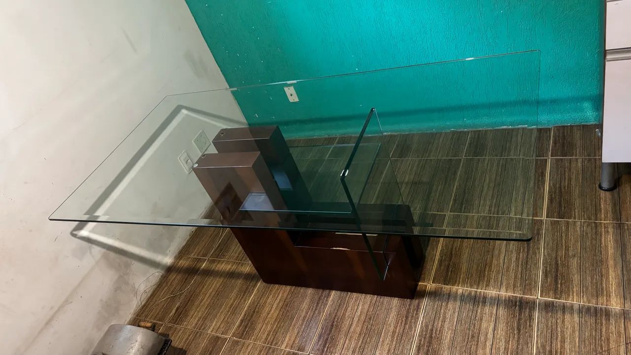 Mesa 6 cadeiras de vidro 