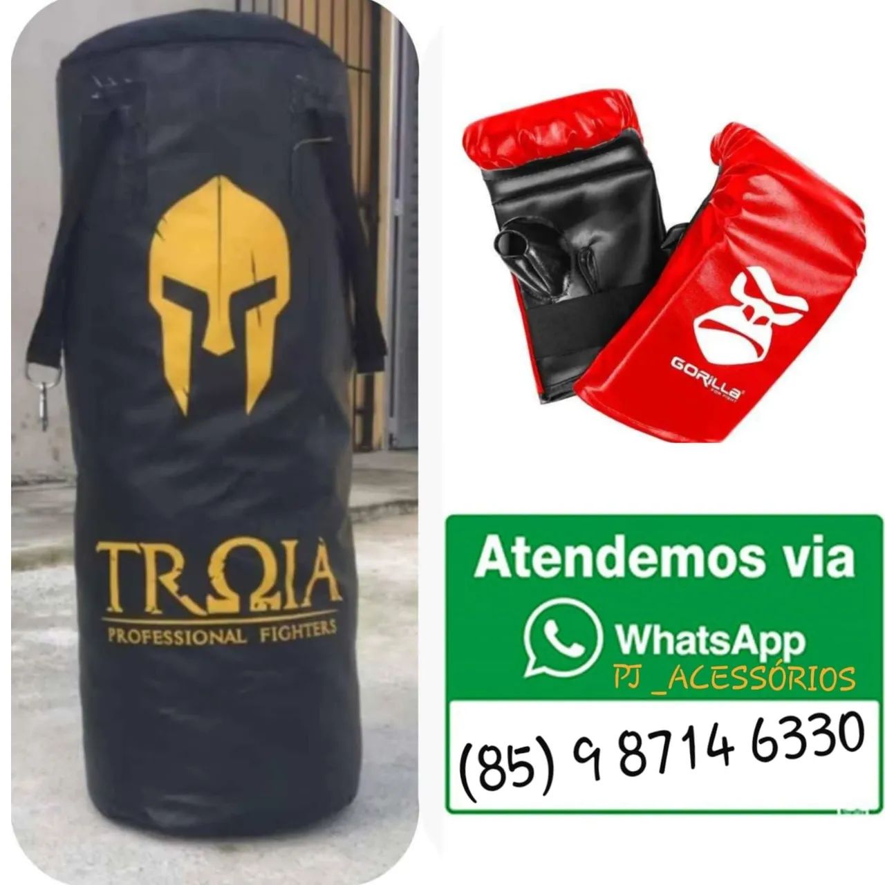 saco de pancadas troya e luvas. entrega grátis 
