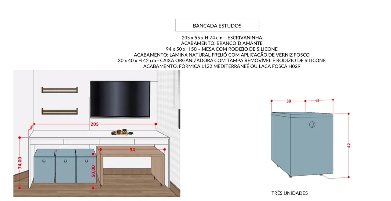Mesa estudo / penteadeira branca em mdf com 4 gavetas - Foto 2