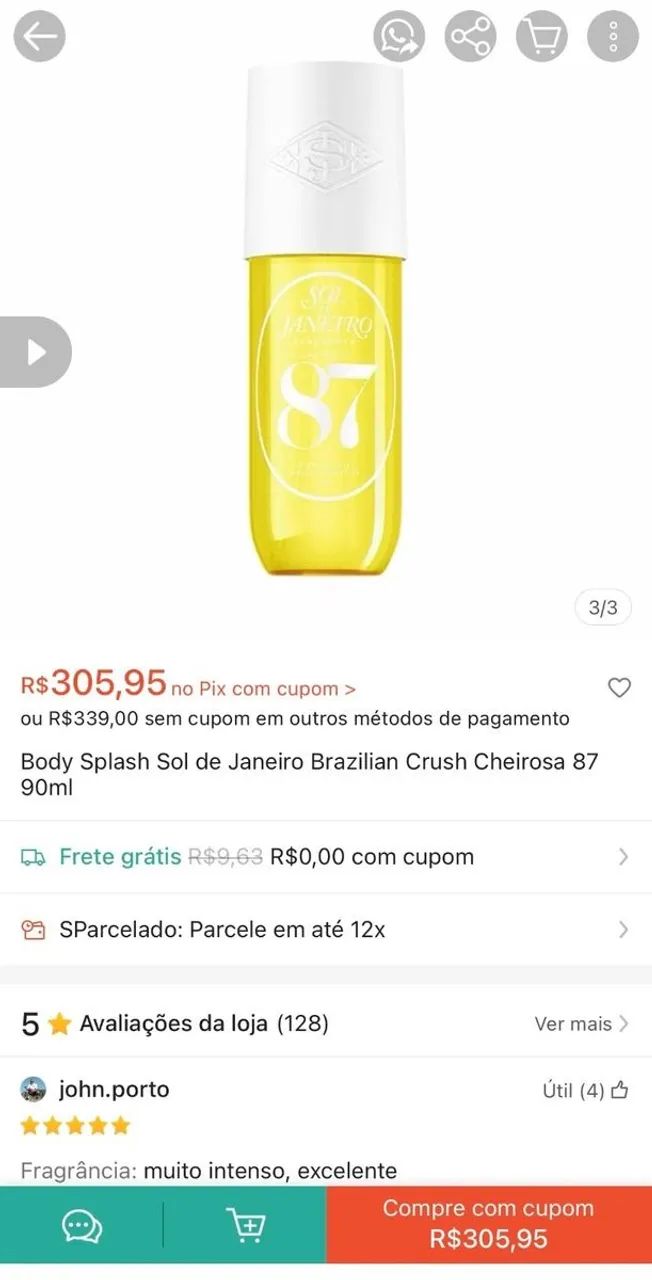 Body splash sol de janeiro cheirosa 87 - 90ml (usado) - Foto 3