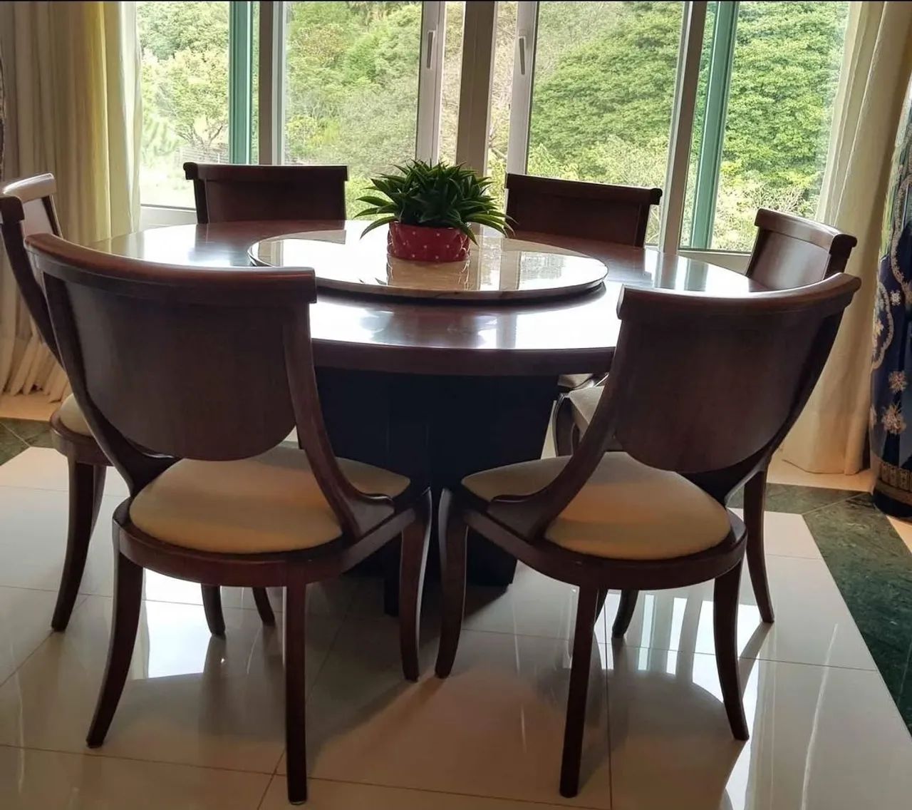 Conjunto Mesa de Jantar Redonda Centro Giratório com 6 Cadeiras - Foto 4