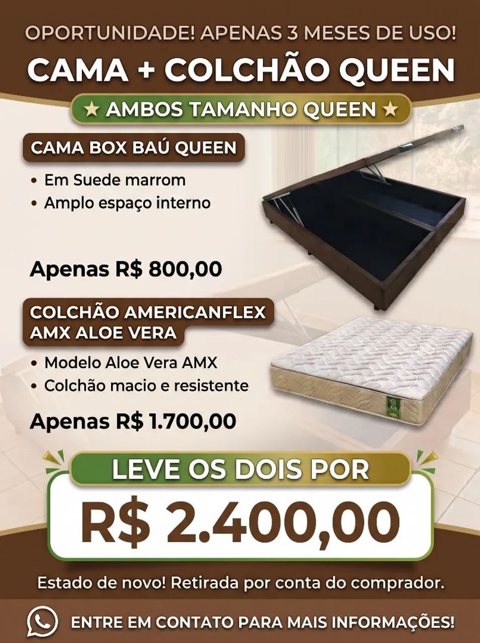 Cama Box Baú Queen + Colchão Americanflex
