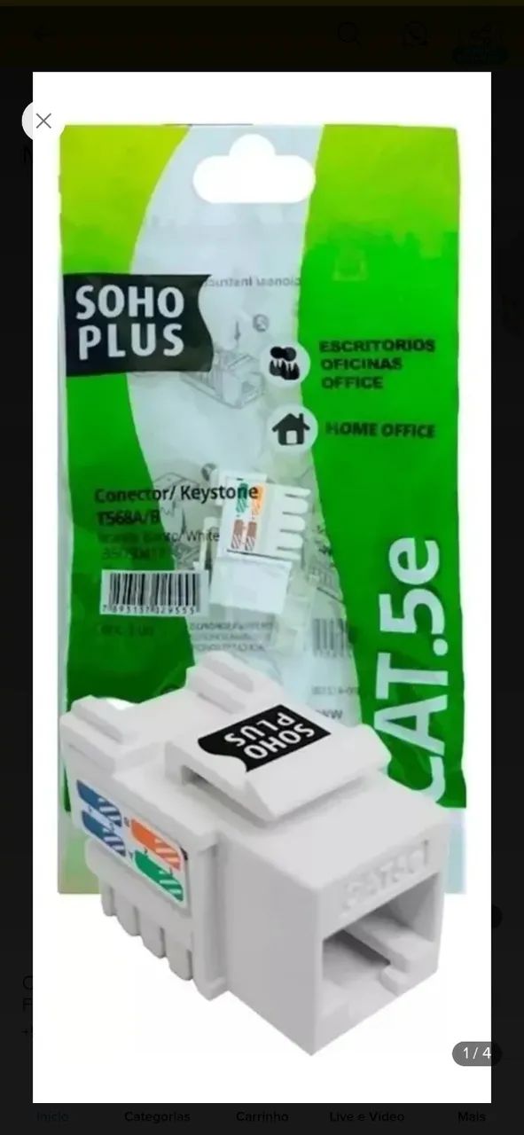 Conector keystone T568A/B SOHO PLUS fêmea  - Foto 2