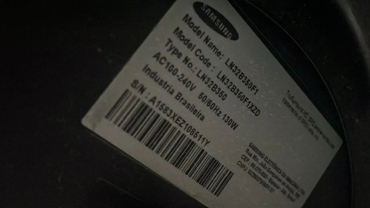 Doação: TV Samsung 32" LCD (Modelo LN32B350) - Não Liga / Para Peças - Foto 2