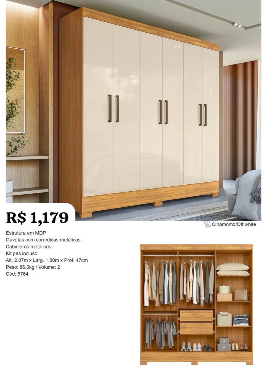 Guarda Roupa Verso 6 portas