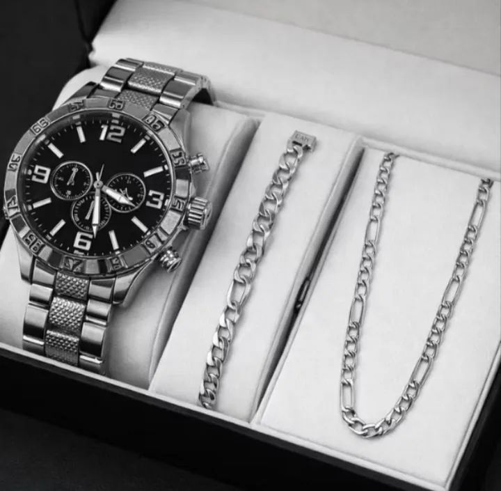 Kit Relógio + Corrente + Pulseira