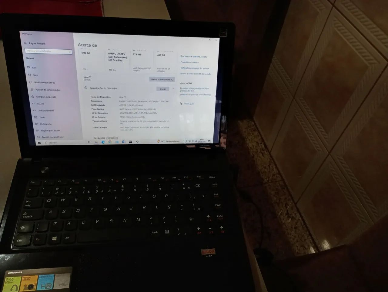 Notebook no estado 