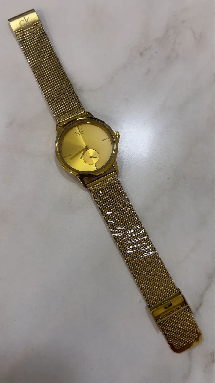 Relógio Feminino Dourado Aço 