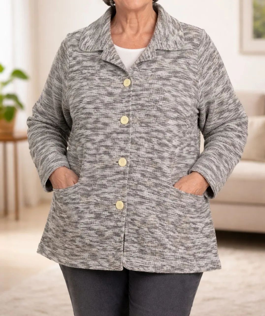 Cardigan mesclado cinza  - Foto 2