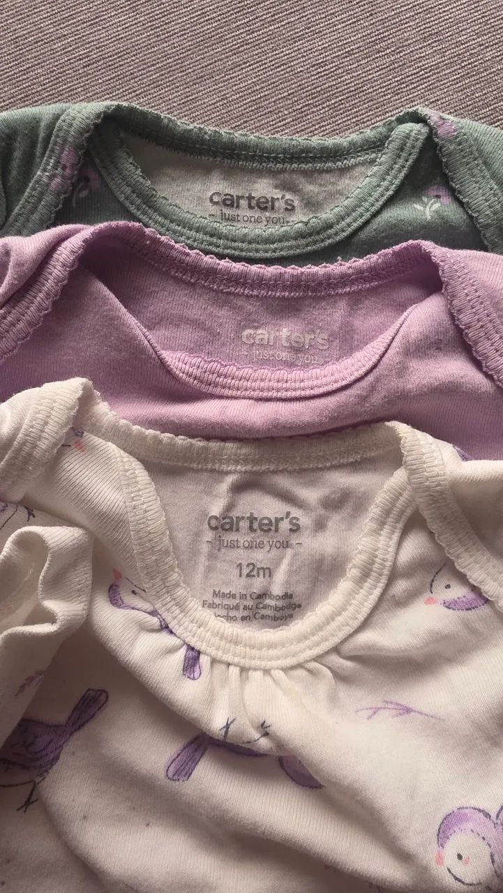 Kit 3 boby carter's 12 meses