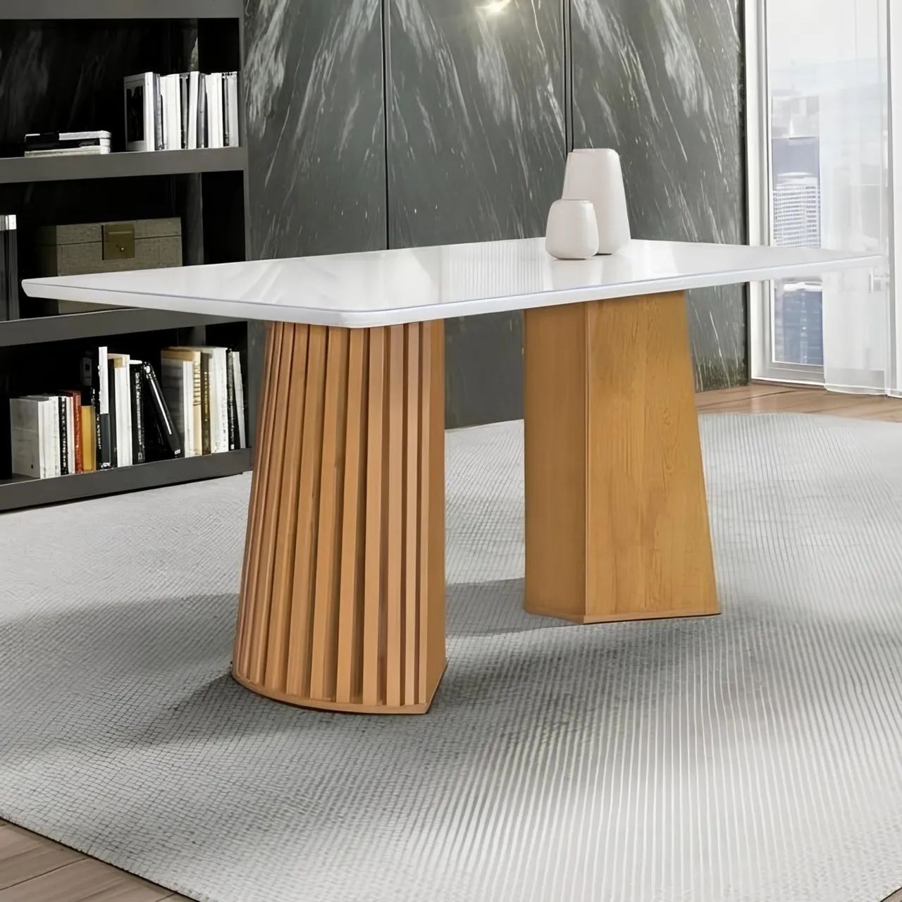 Mesa de Jantar 1,70m Design Moderno Ripado tt87