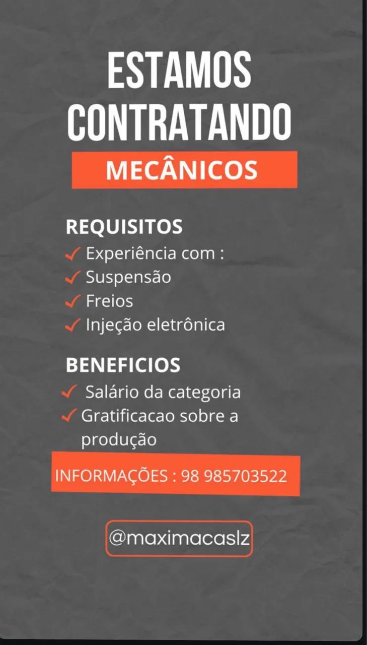 Vagas para mecânico 