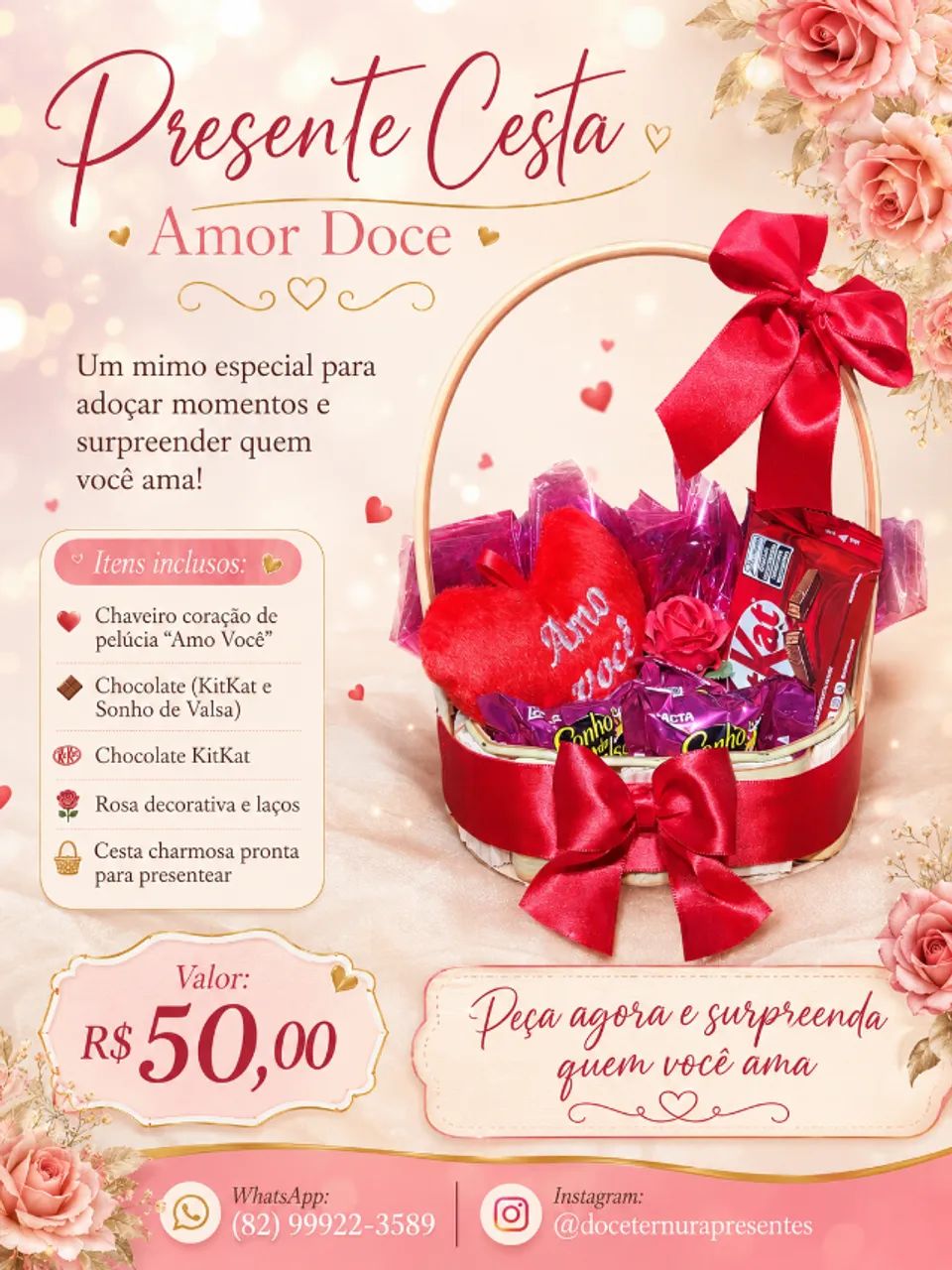 CESTA AMOR DOCE | Presente Dia dos Namorados