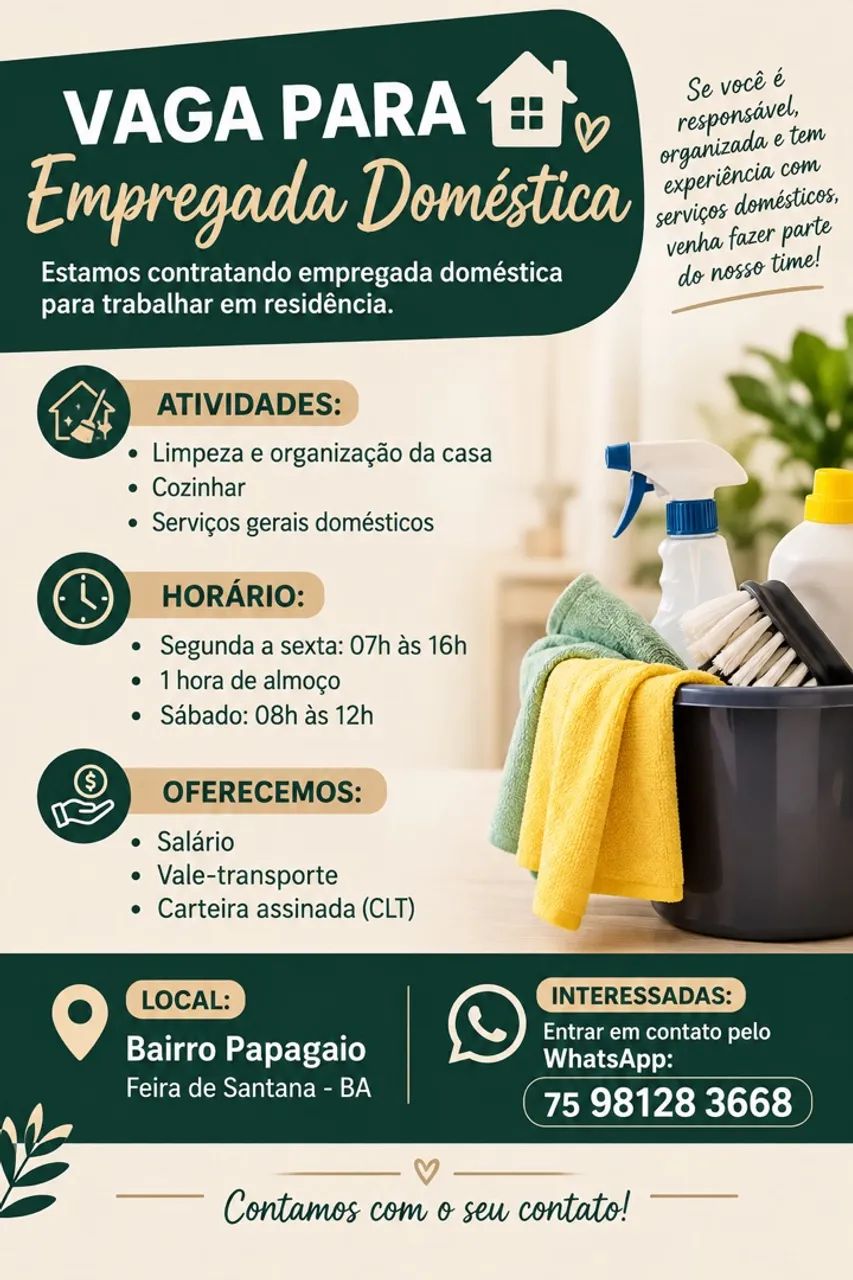 Procuro secretária do lar 