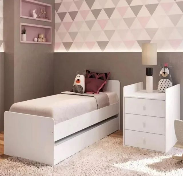 Berço Cama Multifuncional com Cama Auxiliar e Cômoda - Branco - Foto 4