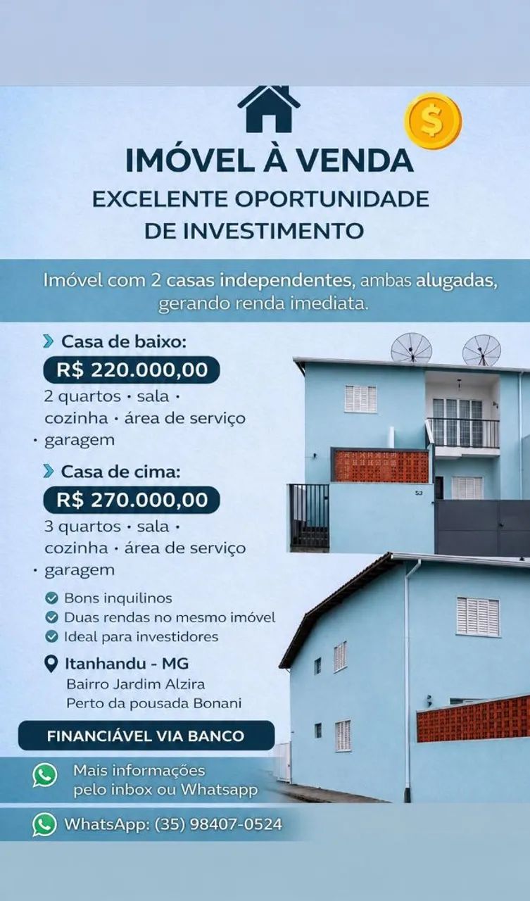 Vende-se imóvel com duas casas independentes