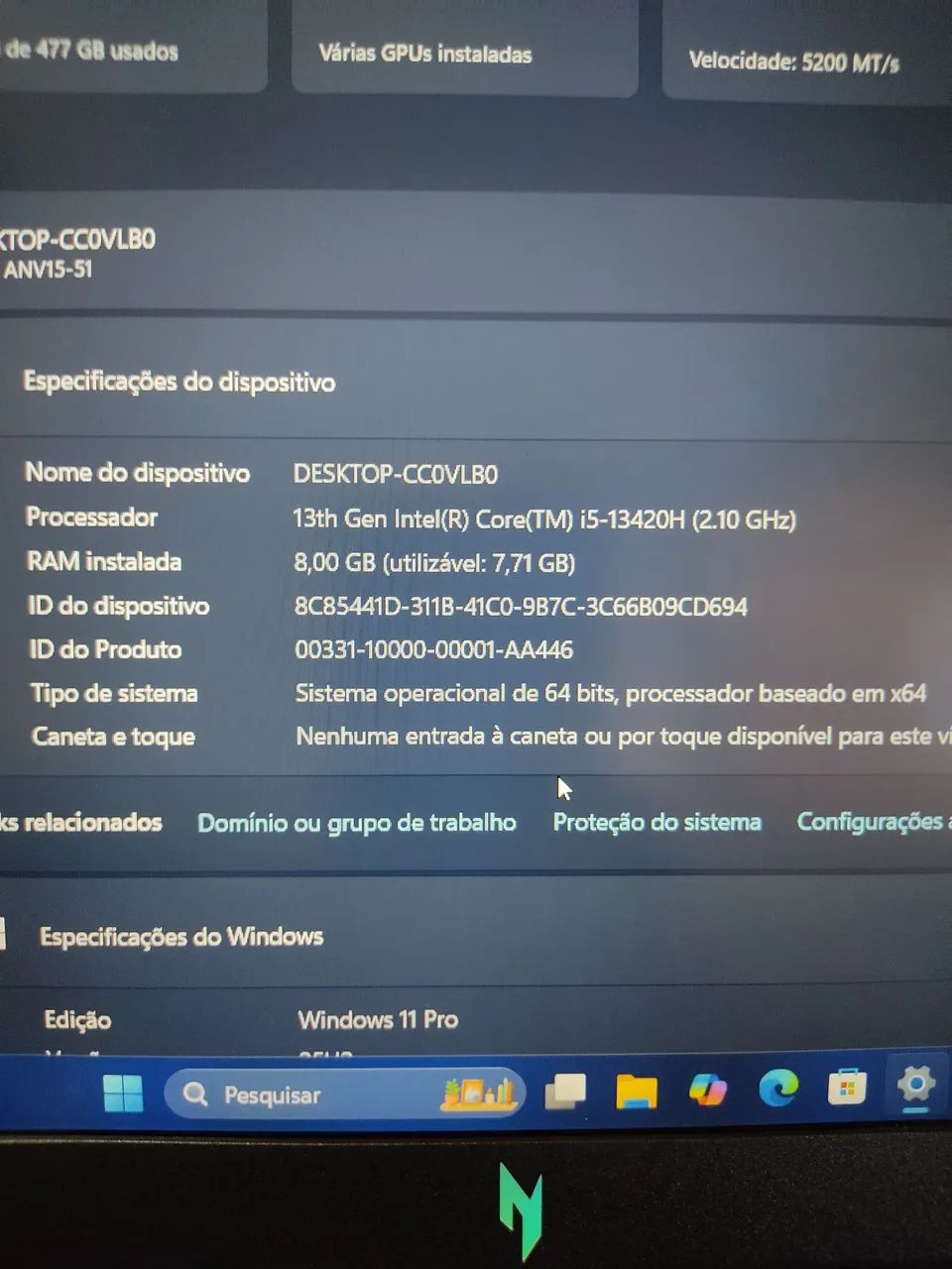 Notebook Gamer Acer Nitro 