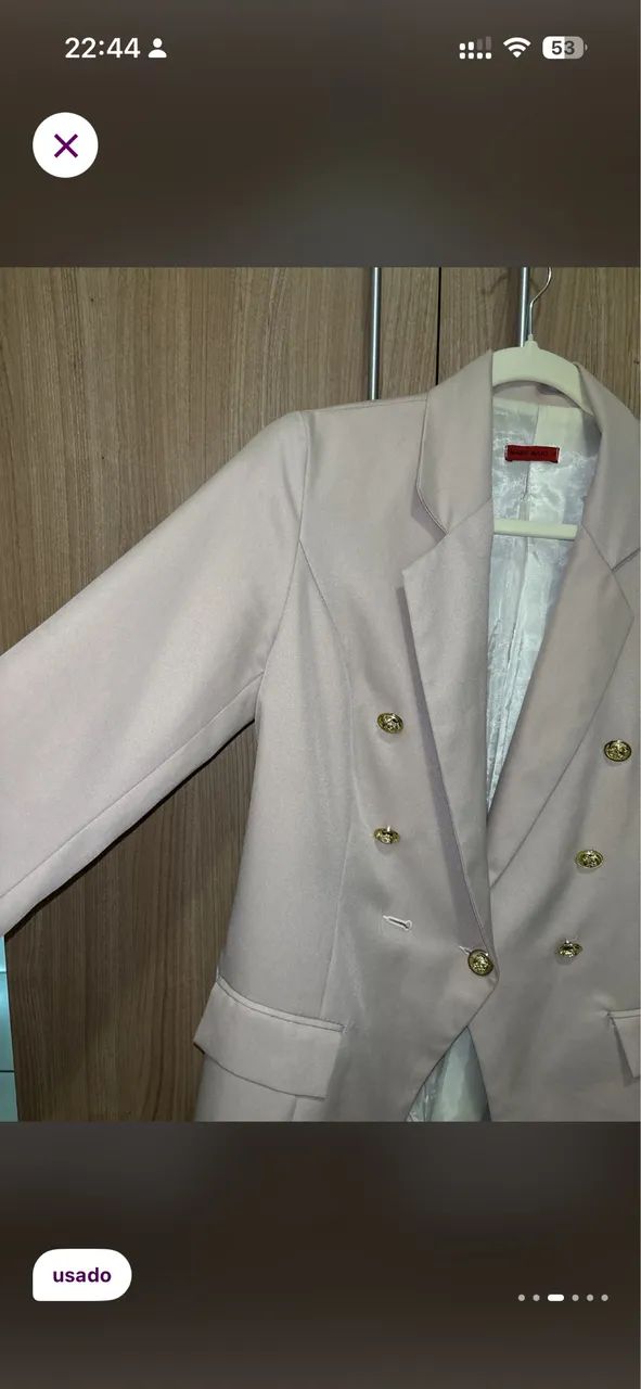 Blazer Feminino Rosa Claro P - Foto 2