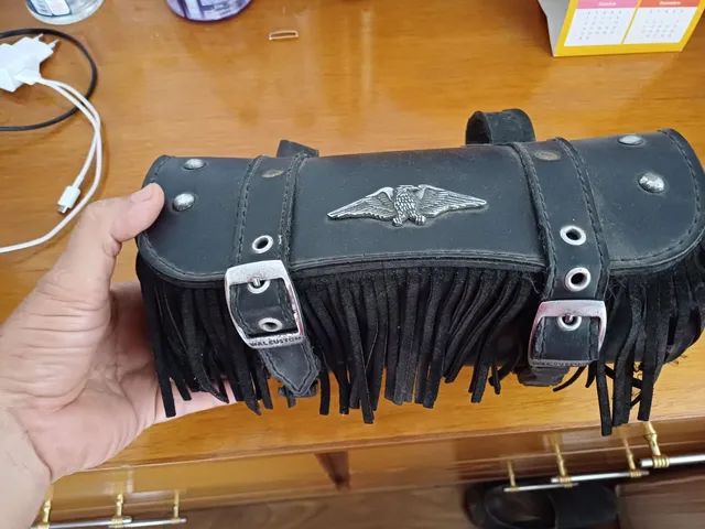 Alforge couro antigo moto