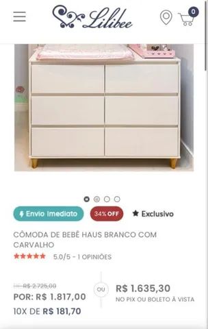 Cômoda de Bebê Haus Branco com Carvalho - lilibee - mobile