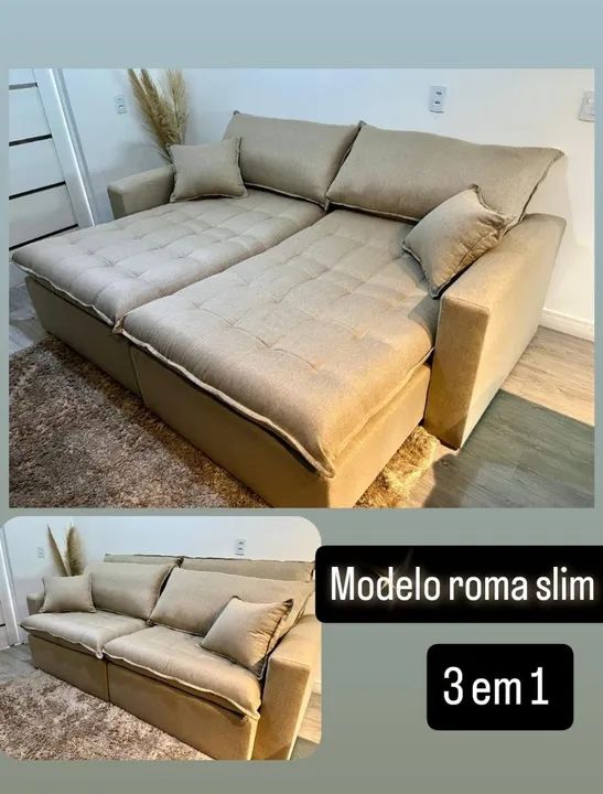 Sofá cama slim mega confortável sem aquela caixa grande atrás ótimo aproveitamento de  - Foto 2