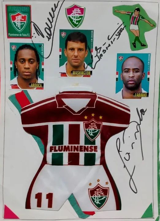 Mini Uniforme Fluminense Autografada por Washington, Fabinho e Arouca