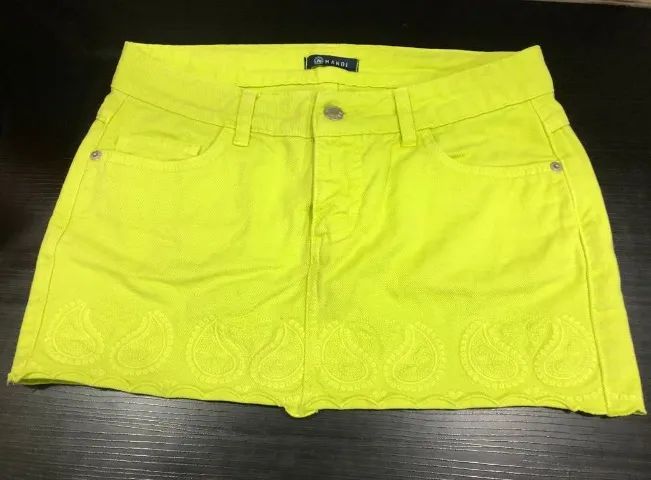mini saia Mandi jeans verde agua PP/36 - Foto 3