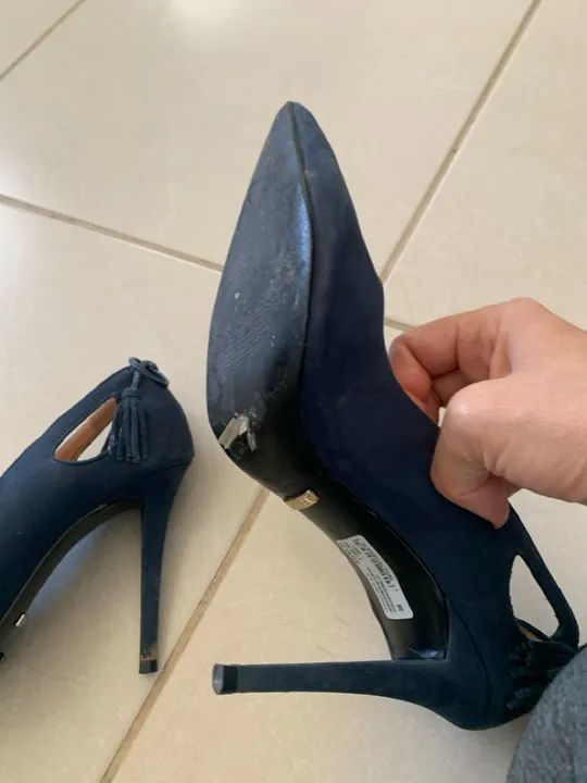 Scarpin nobuck marinho - Foto 4