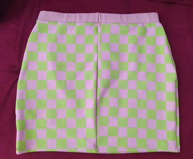 Saia estampada a quadros verde-rosa Blue Steel - Foto 4