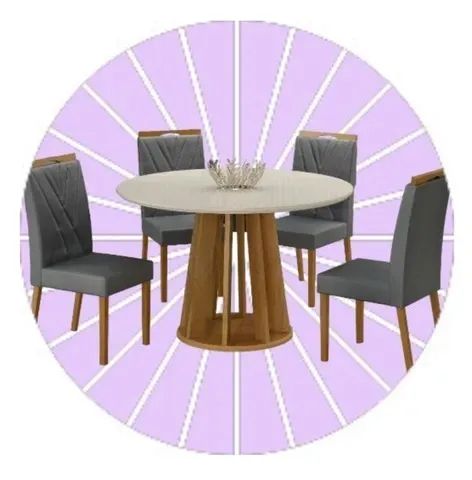 Dining Table Round Top With 04 Upholstered Chairs. Brand New Product Direct From Factory.64311797982467122